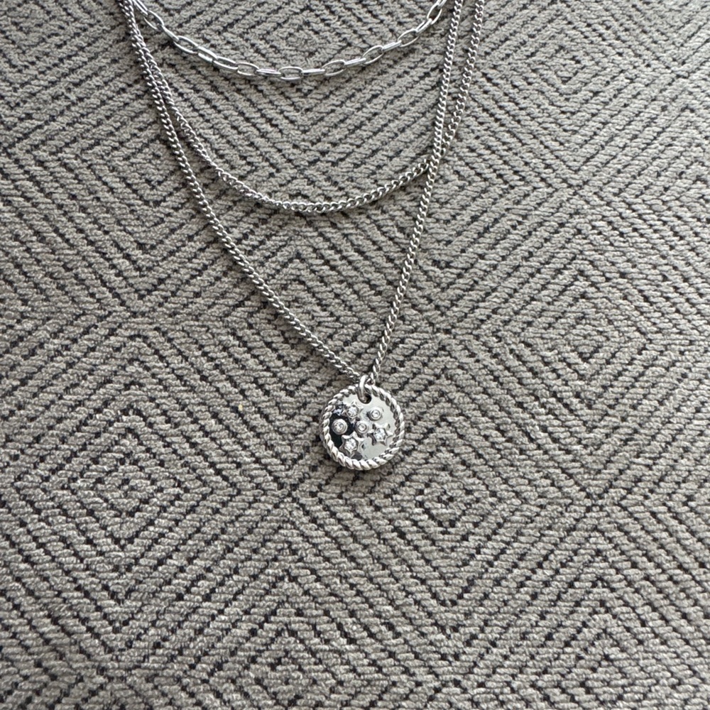J. Crew Silver Triple-Layer Necklace with Pendant